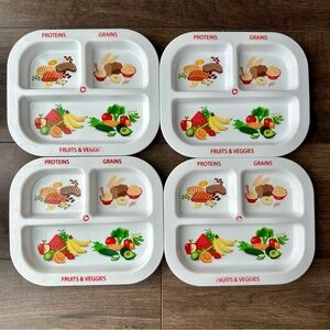 Health Beet MyPlate Kids Portion Control Plate - 3 Divided Sections - Set of 4